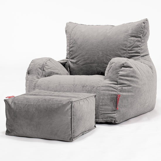 Zitzak Fauteuil - Fluweel Zilver 02