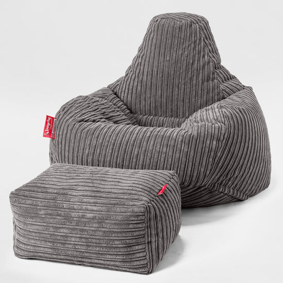 Druppelvormige Zitzakstoel - Corduroy Graphite Grijs 02
