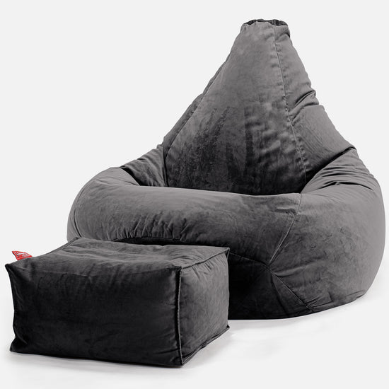 Zitzak Gaming Stoel - Fluweel Graphite Grijs 01
