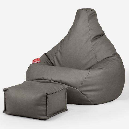 Zitzak Gaming Stoel - Veganistisch Leer Grijs 01