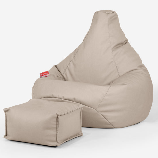 Zitzak Gaming Stoel - Veganistisch Leer Ivoor 01