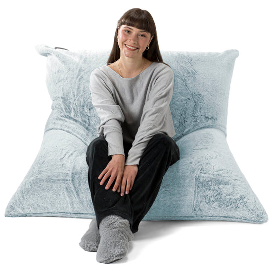 Zitzak Vloerkussen XL - Nepkonijnenbont Stoffig Blauw 01