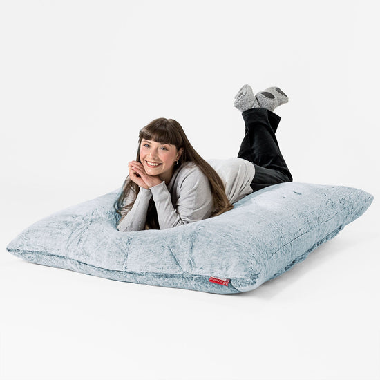 Zitzak Vloerkussen XL - Nepkonijnenbont Stoffig Blauw 03