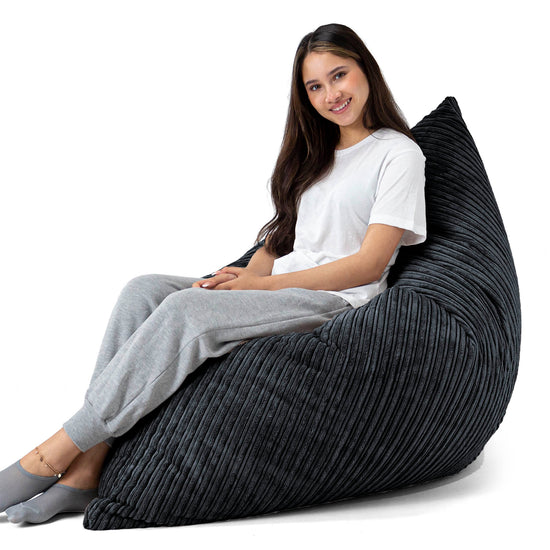 Zitzak Vloerkussen XL - Corduroy Zwart 04