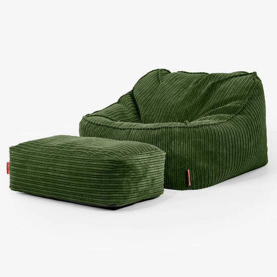 Zitzakstoel Sloucher - Corduroy Bosgroen 02