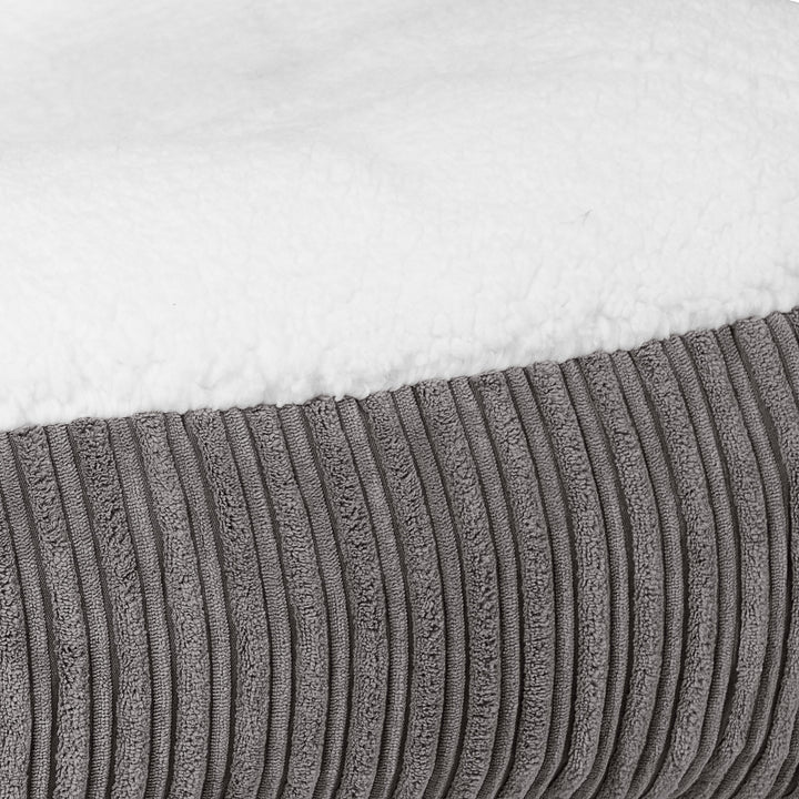 Sloucher Groot Hondenbed - Sherpa & Corduroy Graphite Grijs 03