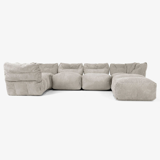 5-delige Modulaire Bank met Chaise Longue - Corduroy Mink 01