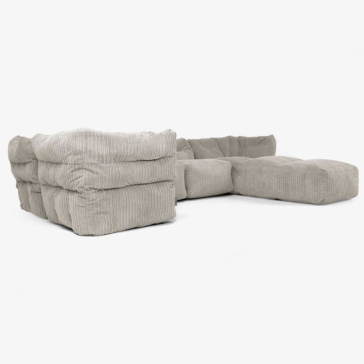 5-delige Modulaire Bank met Chaise Longue - Corduroy Mink 02