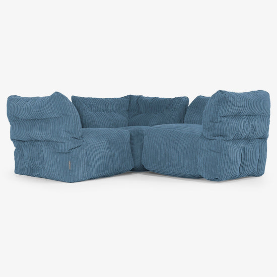 3-delige Modulaire Hoekbank - Corduroy Marineblauw 01