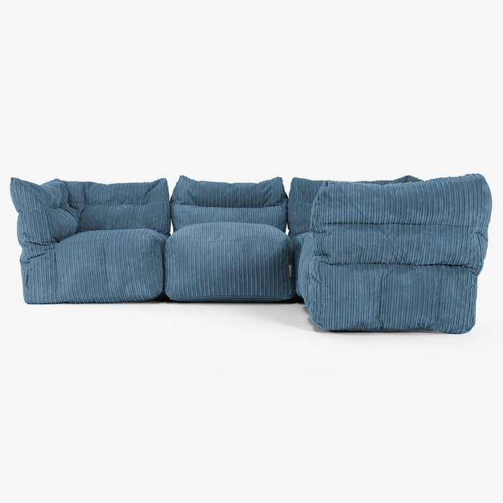 4-delige Modulaire Hoekbank - Corduroy Marineblauw 02