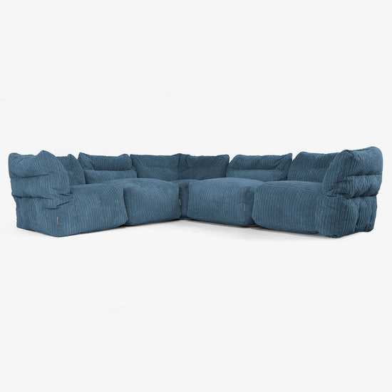 5-delige Modulaire Hoekbank - Corduroy Marineblauw 01