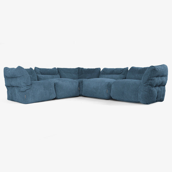 5-delige Modulaire Hoekbank - Corduroy Marineblauw 01
