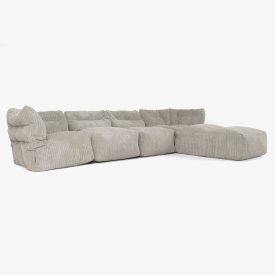 4-delige Modulaire Bank met Chaise Longue - Corduroy Mink 02