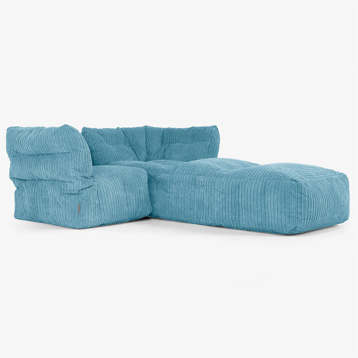 2-delige Modulaire Bank met Chaise Longue - Corduroy Petrol 02