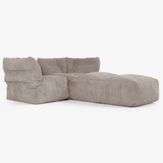 2-delige Modulaire Bank met Chaise Longue - Corduroy Beigegrijs 02