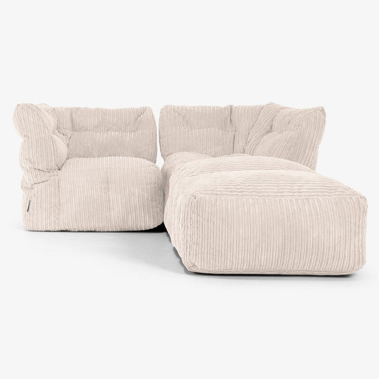 2-delige Modulaire Bank met Chaise Longue - Corduroy Ivoor 01