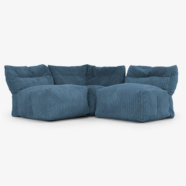 3-delige Modulaire Bank zonder Armleuningen - Corduroy Marineblauw 01