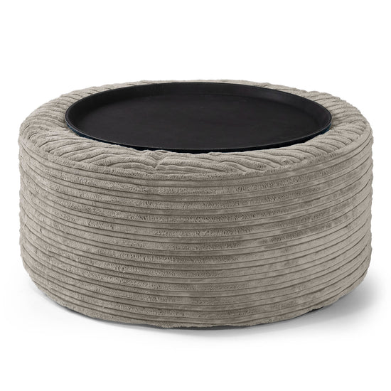 Ottoman Poef met Dienblad - Corduroy Mink 02