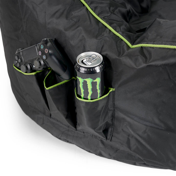 Gaming Zitzak in Autostoelstijl - Zwart / Groen 07