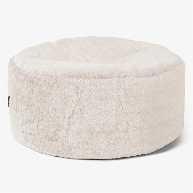 Grote Ronde Voetenbank - Nepkonijnenbont Wit 01