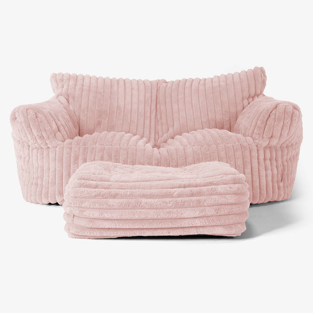 Josephine Zitzak Bank - Ultra Pluche Corduroy Stoffig Roze 02