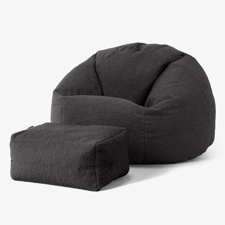 Klassieke Zitzak Stoel - Boucle Graphite Grijs 02