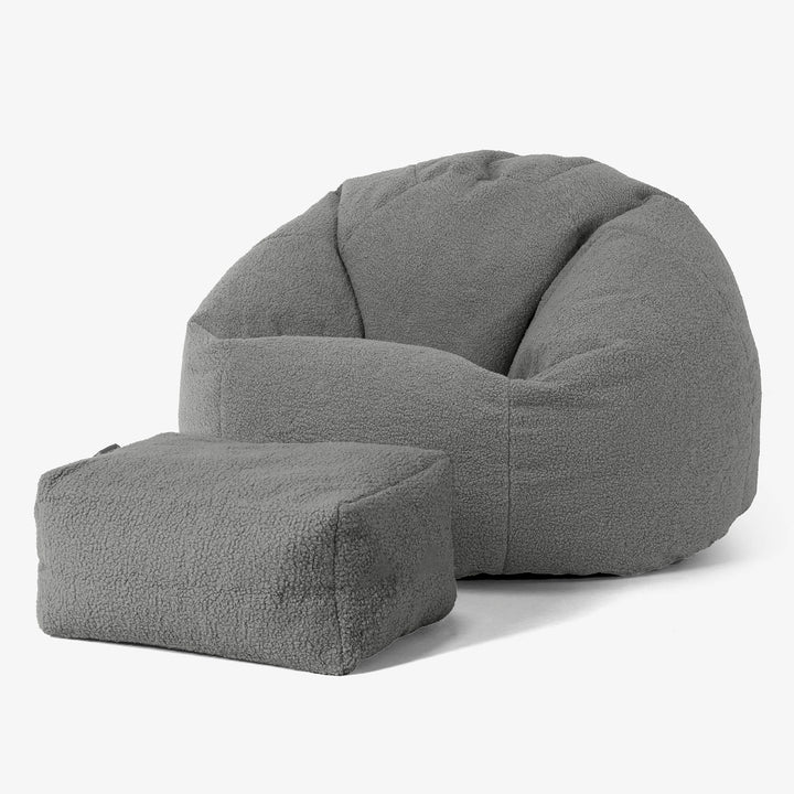 Klassieke Zitzak Stoel - Boucle Grijs 02