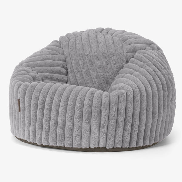 Klassieke Zitzak Stoel - Ultra Pluche Corduroy Grijs 01