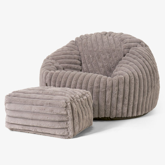 Klassieke Zitzak Stoel - Ultra Pluche Corduroy Mink 02