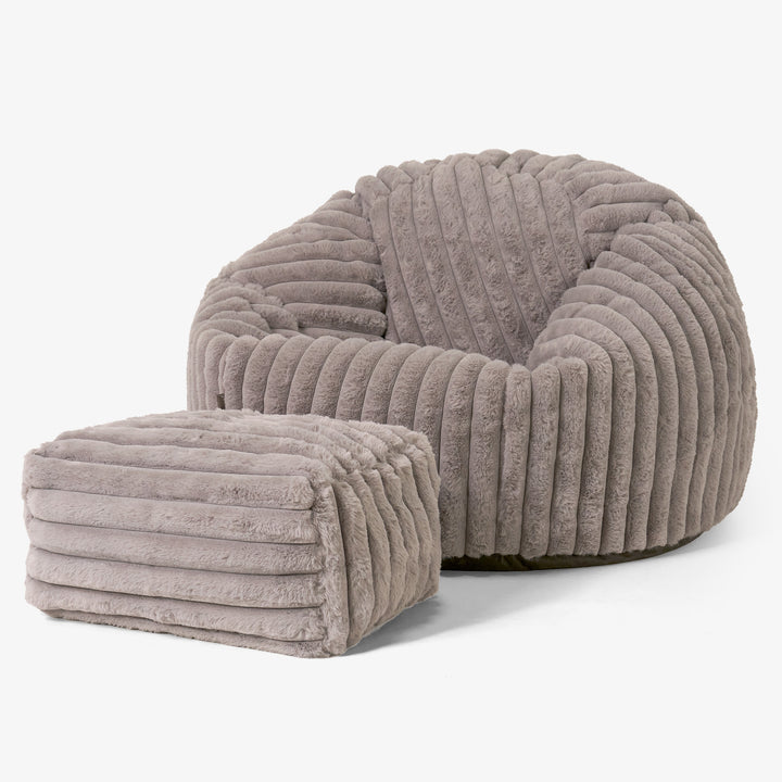 Klassieke Zitzak Stoel - Ultra Pluche Corduroy Mink 02
