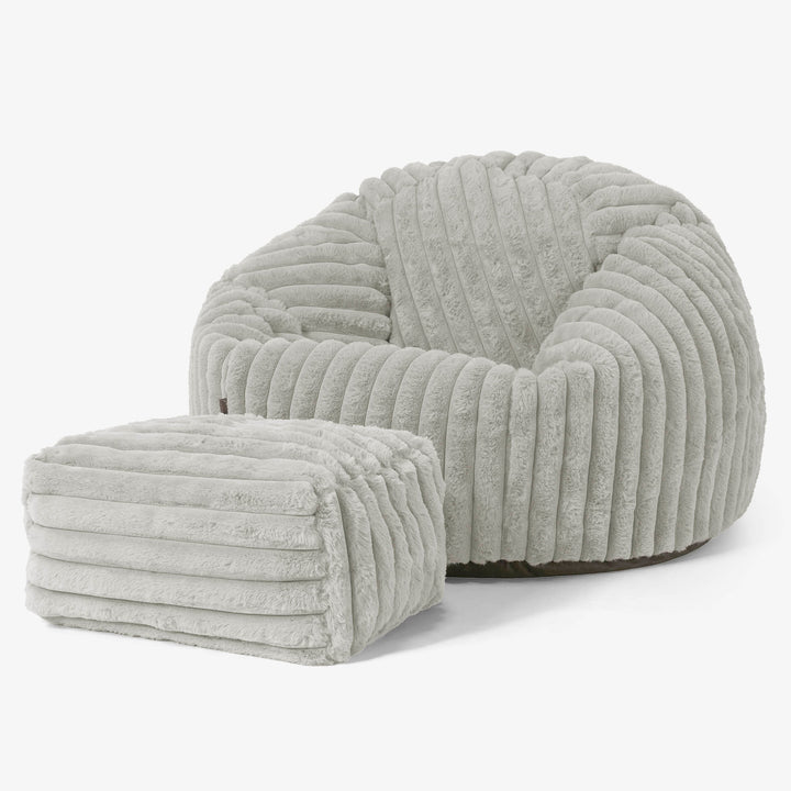 Klassieke Zitzak Stoel - Ultra Pluche Corduroy Saliegroen 02