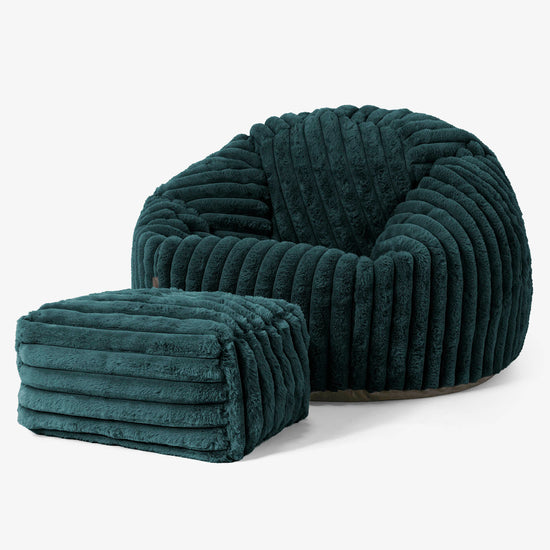 Klassieke Zitzak Stoel - Ultra Pluche Corduroy Teal 02