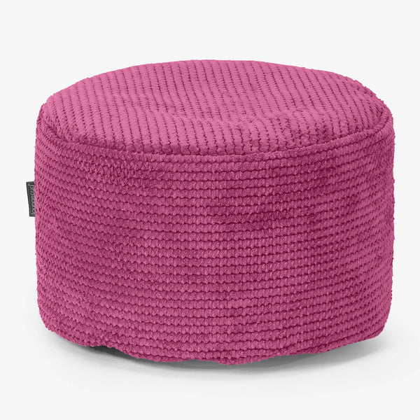 Kleine Ronde Voetenbank - Pompom Roze 01