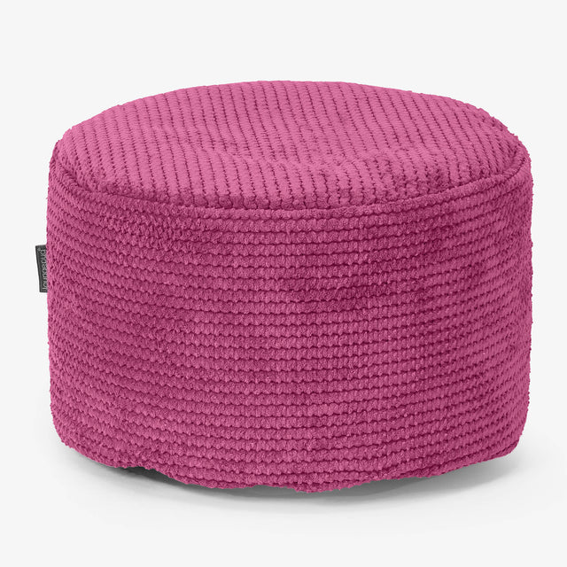 Kleine Ronde Voetenbank - Pompom Roze 01