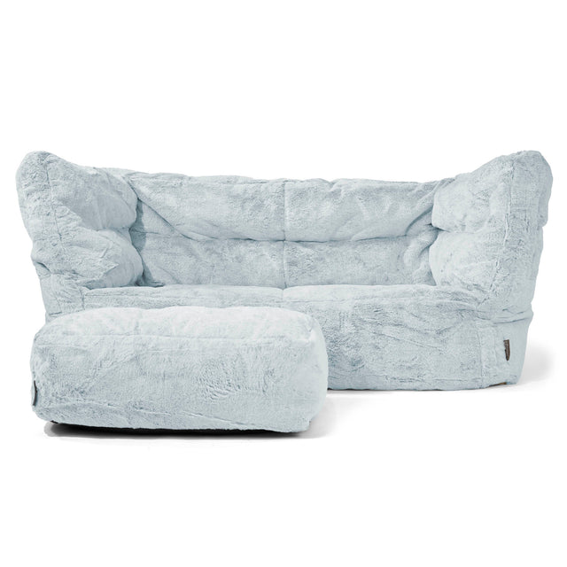 Louis 2-zitsbank Zitzak - Nepkonijnenbont Stoffig Blauw 02