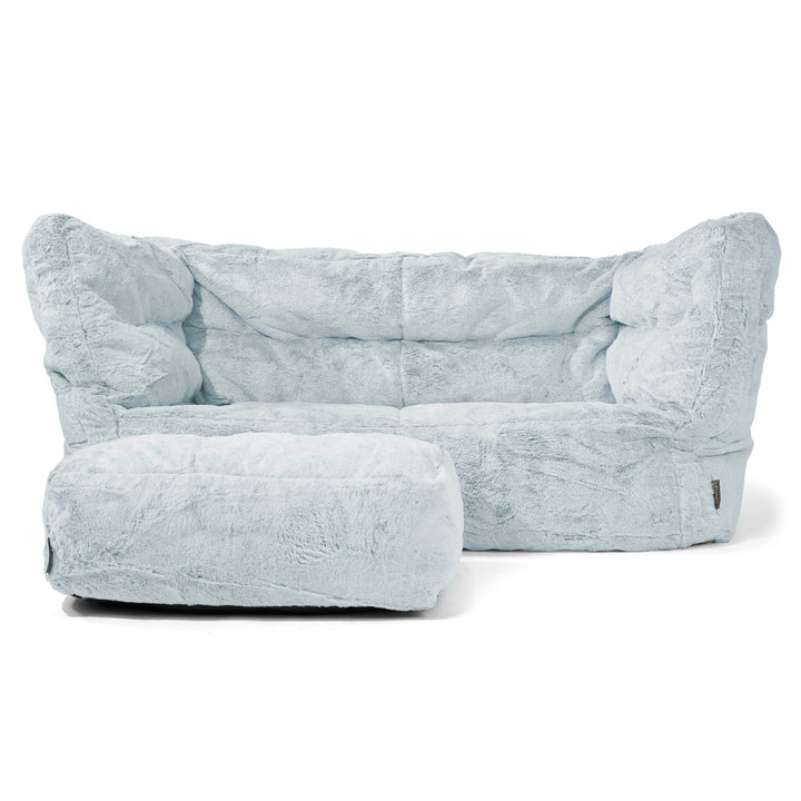 Louis 2-zitsbank Zitzak - Nepkonijnenbont Stoffig Blauw 02