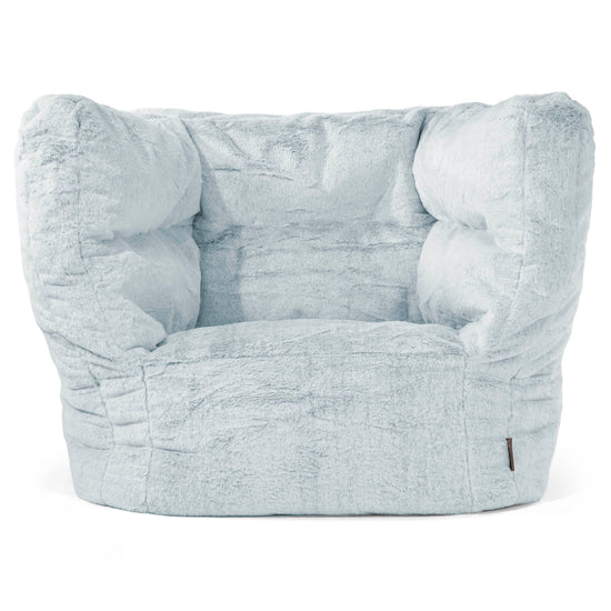 Louis Zitzak Fauteuil - Nepkonijnenbont Stoffig Blauw 01