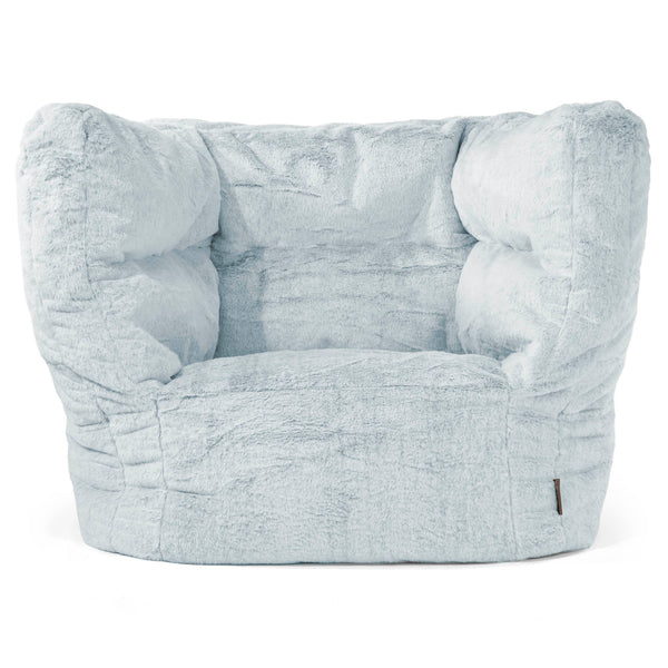 Louis Zitzak Fauteuil - Nepkonijnenbont Stoffig Blauw 01