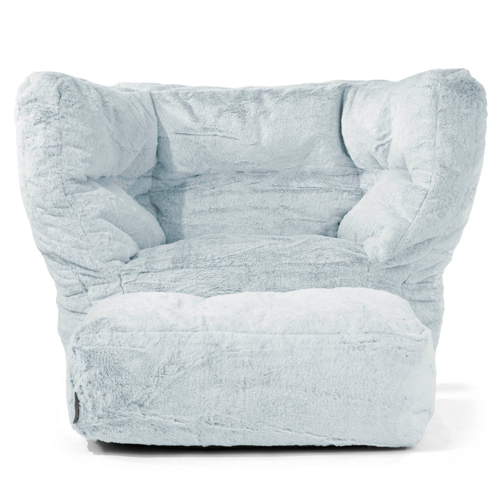 Louis Zitzak Fauteuil - Nepkonijnenbont Stoffig Blauw 02