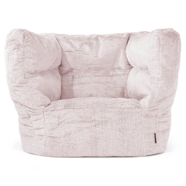 Louis Zitzak Fauteuil - Nepkonijnenbont Stoffig Roze 01