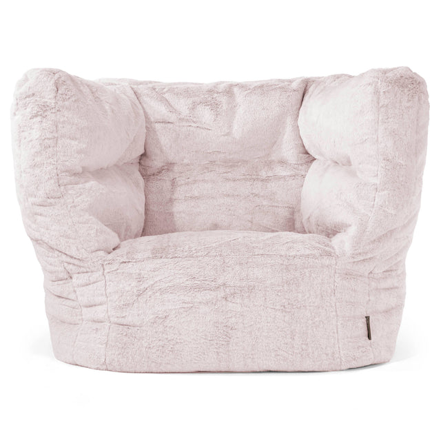 Louis Zitzak Fauteuil - Nepkonijnenbont Stoffig Roze 01