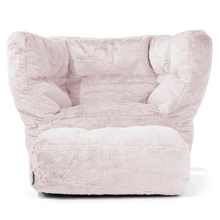 Louis Zitzak Fauteuil - Nepkonijnenbont Stoffig Roze 02