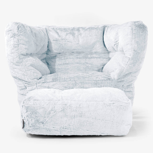 Albert Zitzak Fauteuil 2.0 - Nepkonijnenbont Stoffig Blauw