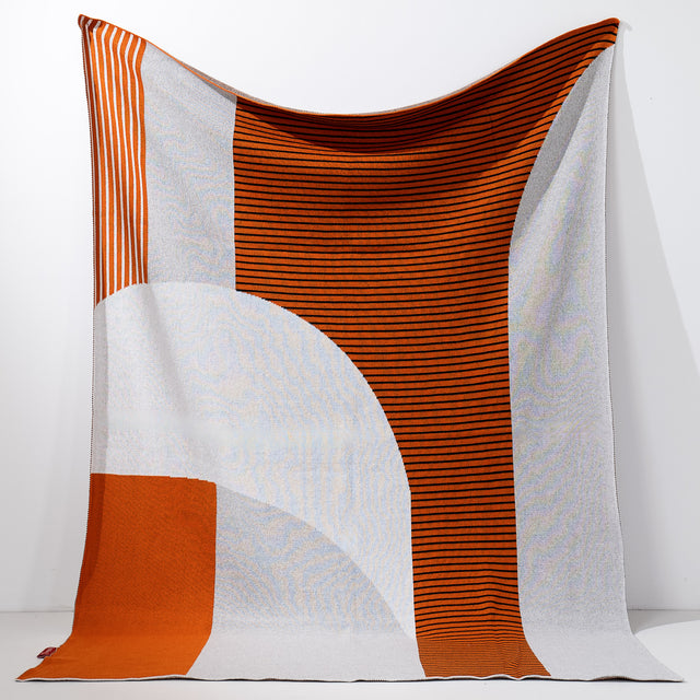 Bank Sierdeken - Gebreid Abstract Kleurblok Oranje 01