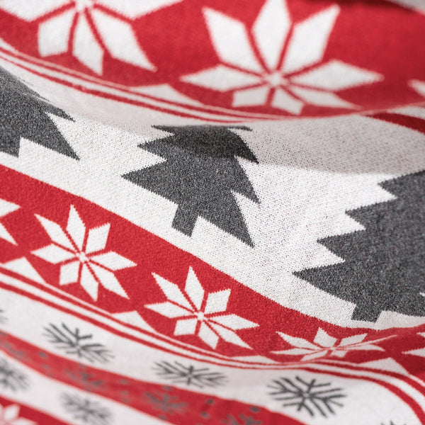 Bank Sierdeken - Gebreid Kerst Fairisle Rood Fabric Close-up Image