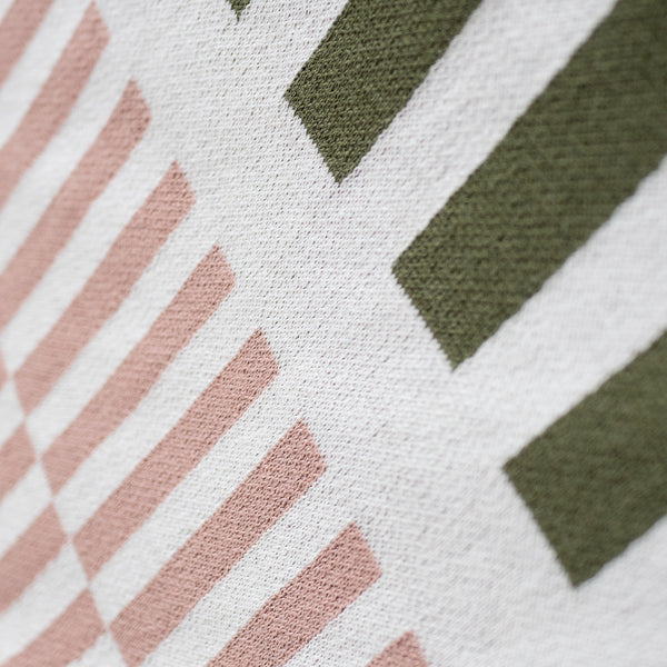 Bank Sierdeken - Gebreid Streep Groen Fabric Close-up Image
