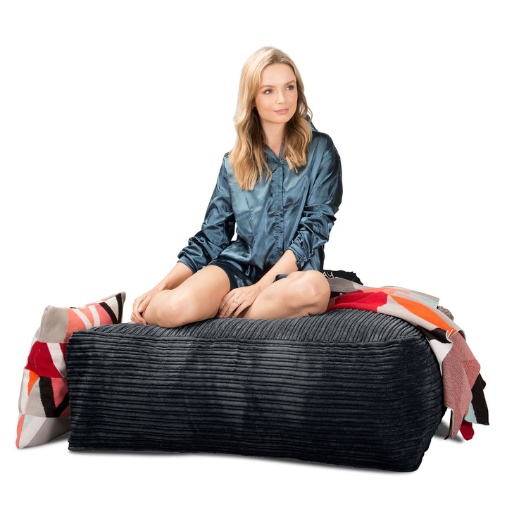 CloudSac 250 Zitzak Poef Voetenbank met Vezel-latex Vlokvulling - Corduroy Zwart 03