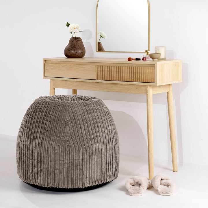Kaptafel Poef Stoel - Corduroy Beigegrijs 02
