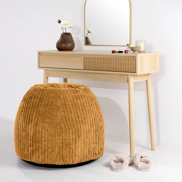 Kaptafel Poef Stoel - Corduroy Gouden Honing 02