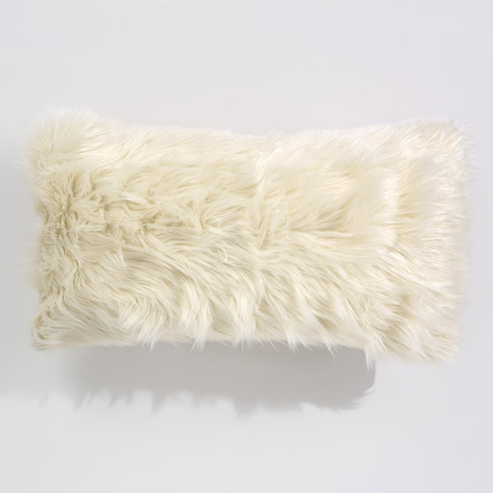 Gigantische Langwerpige Kussenhoes 40 x 70cm - Mongoolse Imitatiebont Crème 01
